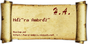 Héra Ambró névjegykártya